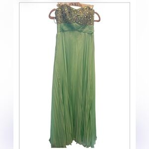NWT POLYUSA Embellished Pleated Green Gown - Size Large